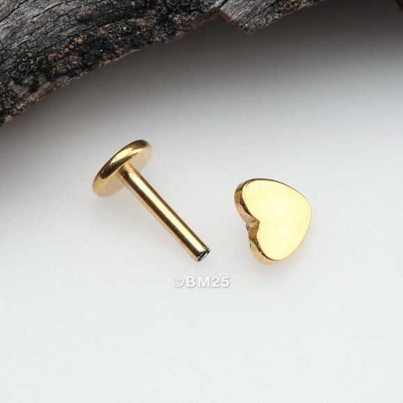 Golden Classic Heart Internally Threaded Steel Micro Labret - Picture 2 of 2